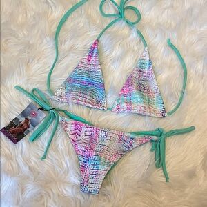 Demon Bikini Handmade Snake Mint Bikini Set Small XS Swim Adjustable Cheeky